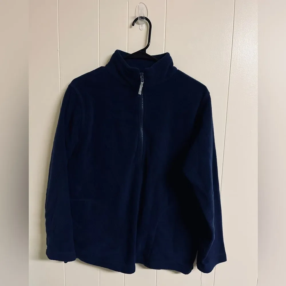 L.L. Bean Fleece Full Zip Jacket Mock Neck Sz L (14/16) Navy